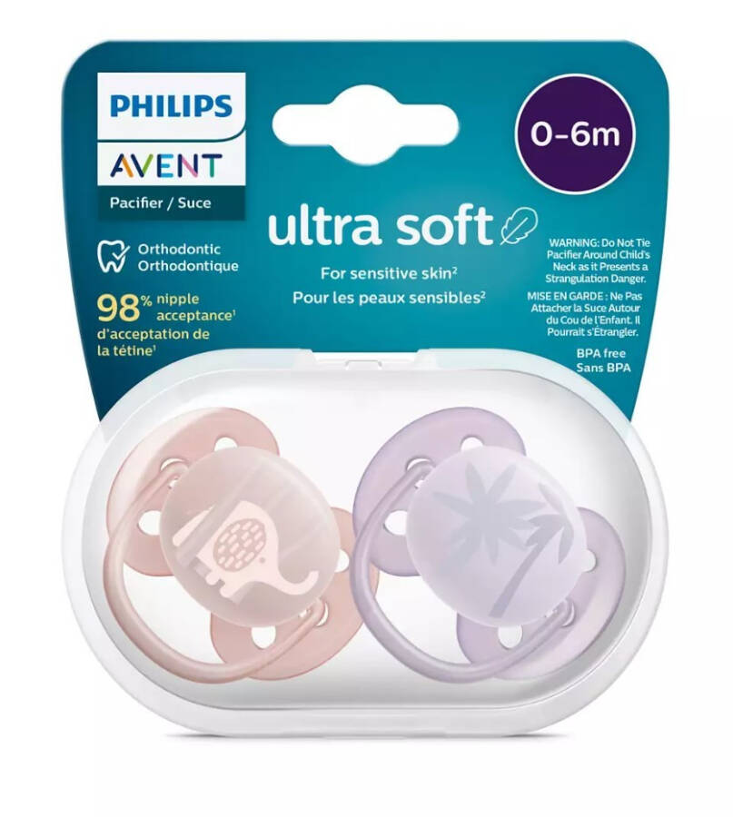 Philips Avent Ultra Soft 2 Pack Soother 0-6 Months - Girl SCF091/09 - 1