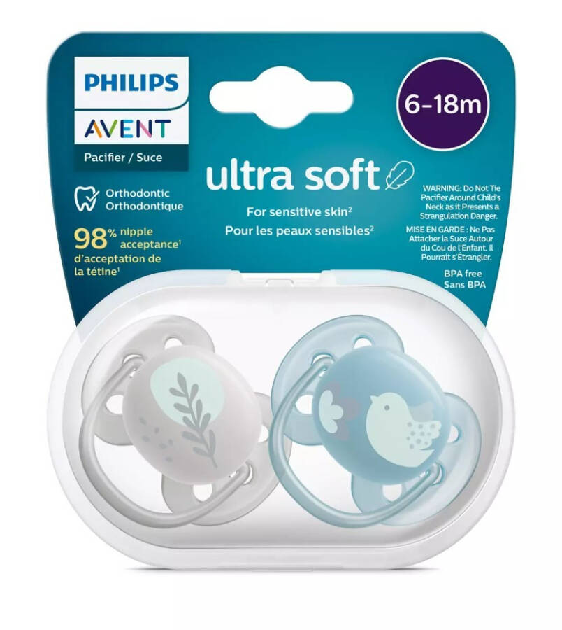 Philips Avent Ultra Soft 2-Pack Soother 6-18 Months - SCF091/15 - 2