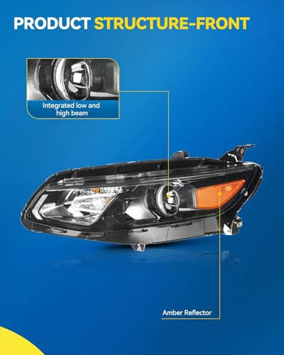 PHILTOP Headlamp Headlight Assembly, Replacement for 2016-2018 Malibu, Black Housing Amber Reflector Clear Lens, OE 84131409, 84217585 - 10