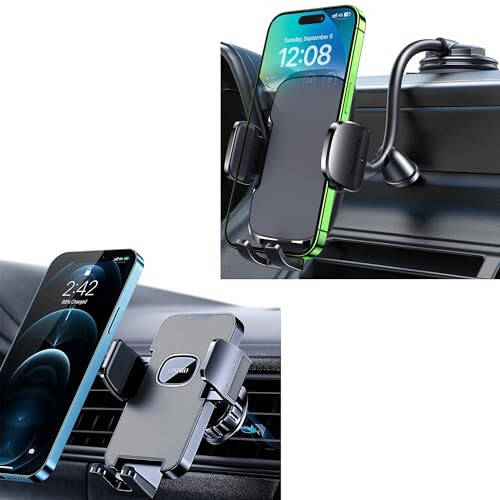 Phone Holder Car [Upgrade Clip Never Fall] Car Phone Holder Mount Automobile Air Vent Hands Free Cell Phone Holder for Car Fit for All Car Mount for iPhone Android Smartphone - 1