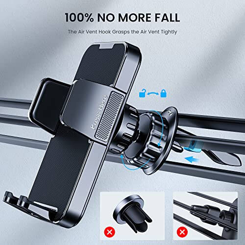 Phone Holder Car [Upgrade Clip Never Fall] Car Phone Holder Mount Automobile Air Vent Hands Free Cell Phone Holder for Car Fit for All Car Mount for iPhone Android Smartphone - 4