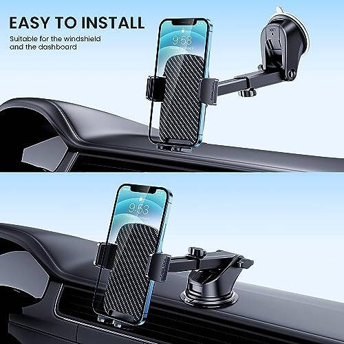 Phone Holder for Car [Military-Grade Suction]Phone Stand for Car Phone Holder Mount [Super Stable] Automobile Cell Phone Holder Car Mount for iPhone Universal Car Dashboard Mount Fit All Phone - 2