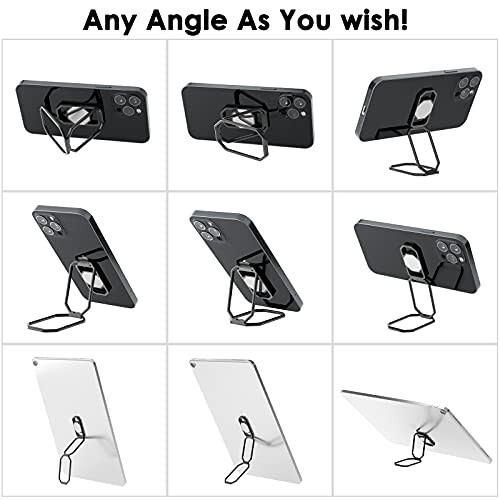 Phone Ring Holder Finger Kickstand, Upgraded 360° Rotation Metal Phone Grip for Magnetic Car Mount Foldable Cell Phone Stand Compatible with Most Smartphones - 6