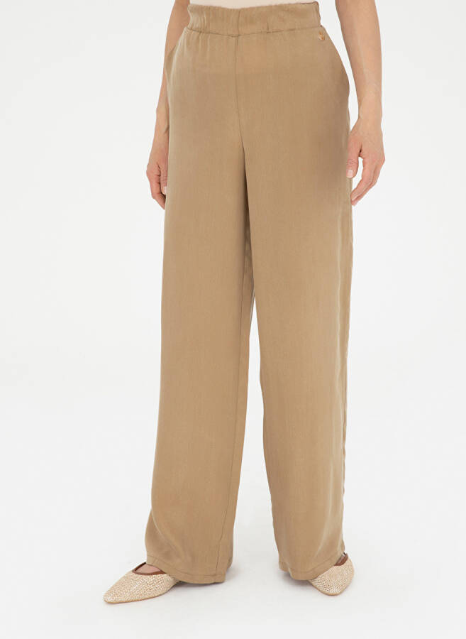 Pierre Cardin Beige Women's Wide Leg High Waist Loose Fit Pants - 2