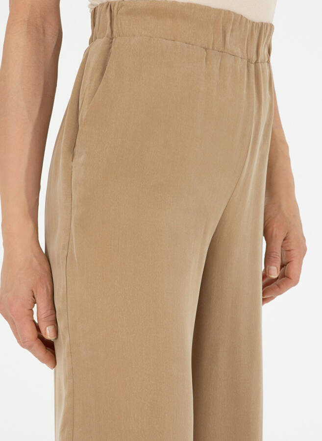 Pierre Cardin Beige Women's Wide Leg High Waist Loose Fit Pants - 5