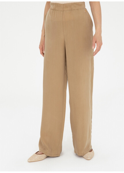 Pierre Cardin Beige Women's Wide Leg High Waist Loose Fit Pants - 8