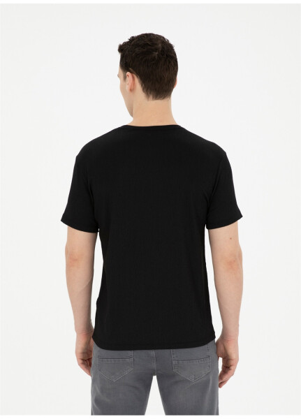 Pierre Cardin Crew Neck Jacquard Black Men's T-Shirt MIRANDA - 17