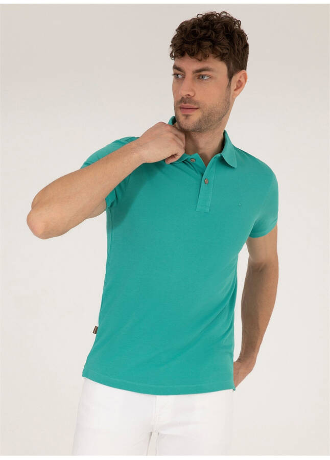 Pierre Cardin Düz Yeşil Erkek Polo Tişörtü - 9