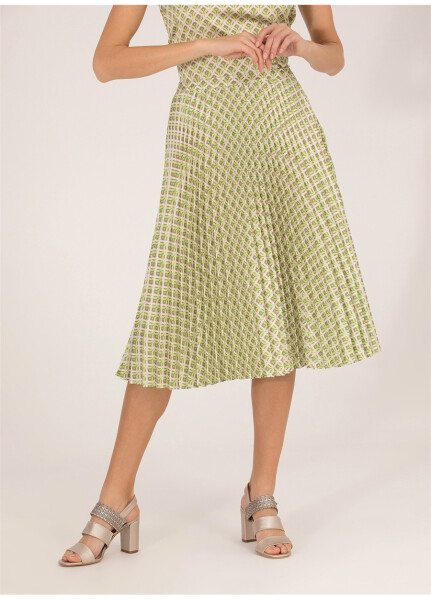 Pierre Cardin High Waist Green Women's Printed Midi Skirt SERANTE-E - 12