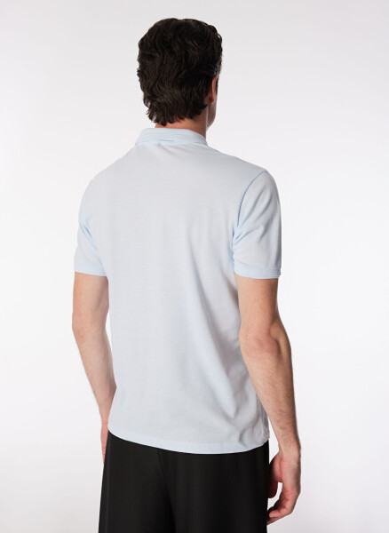 Pierre Cardin Plain Ice Blue Men's Polo T-Shirt - 5