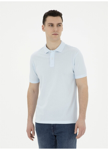 Pierre Cardin Plain Ice Blue Men's Polo T-Shirt - 6