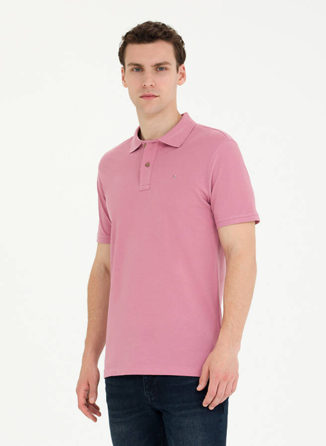 Pierre Cardin Plain Rose Men's Polo T-Shirt EARTH - 3