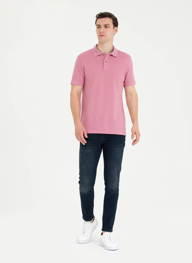 Pierre Cardin Plain Rose Men's Polo T-Shirt EARTH - 4