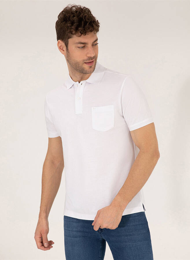 Pierre Cardin Plain White Men's Polo T-Shirt - 1