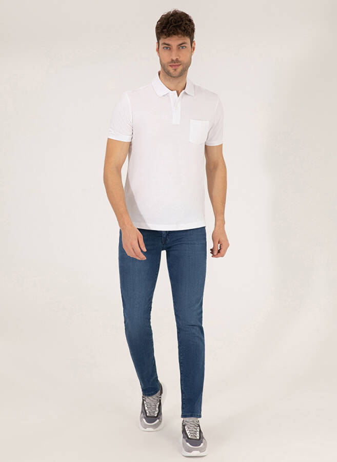 Pierre Cardin Plain White Men's Polo T-Shirt - 4