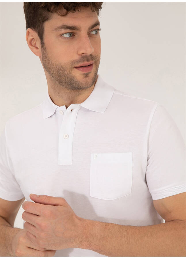 Pierre Cardin Plain White Men's Polo T-Shirt - 8