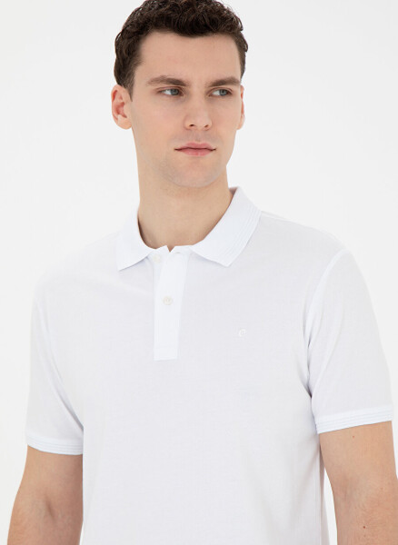 Pierre Cardin Plain White Men's Polo T-Shirt SUNNY - 7