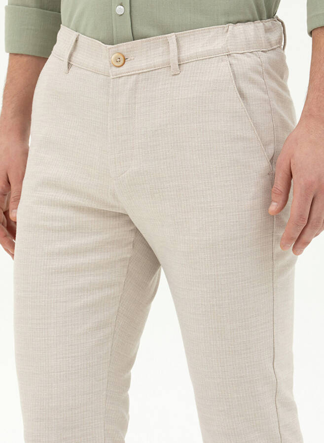 Pierre Cardin Regular Waist Regular Leg Slim Fit Beige Men's Pants HAGAZY - 9