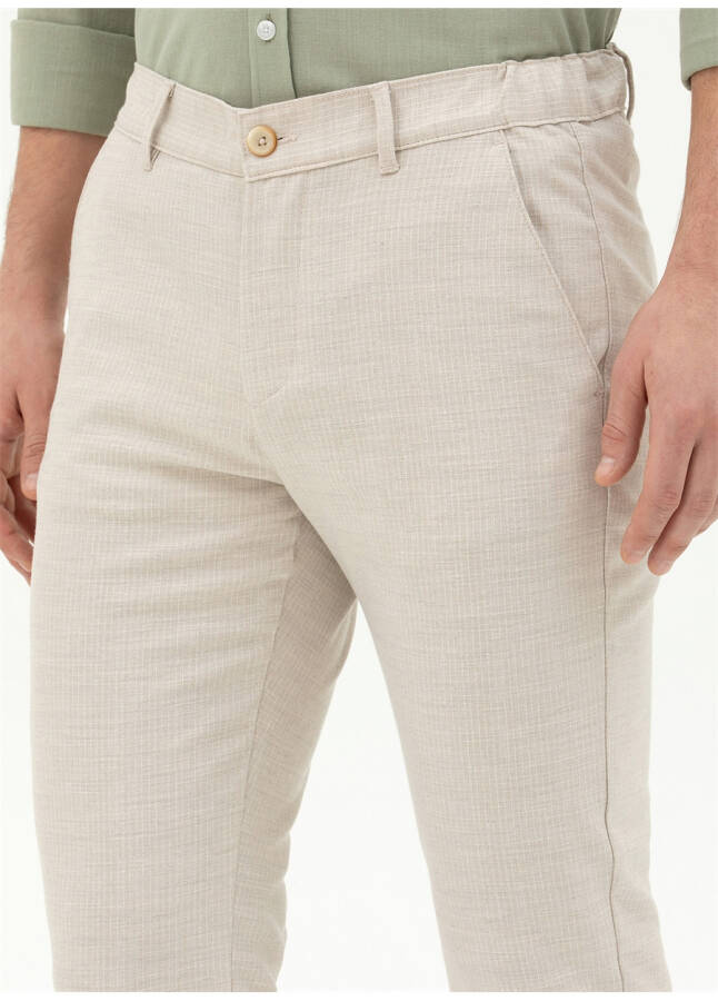 Pierre Cardin Regular Waist Regular Leg Slim Fit Beige Men's Pants HAGAZY - 14