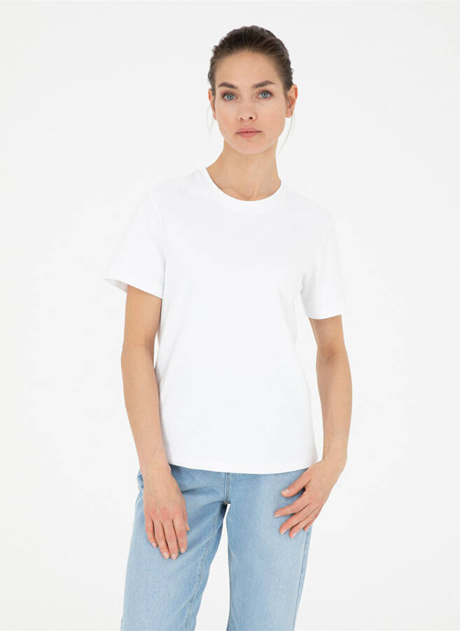 Pierre Cardin White Women's T-Shirt SIMO with a bisiklet neck - 1