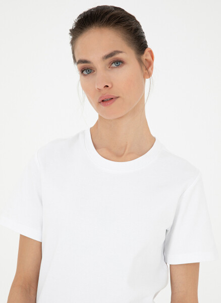 Pierre Cardin White Women's T-Shirt SIMO with a bisiklet neck - 2