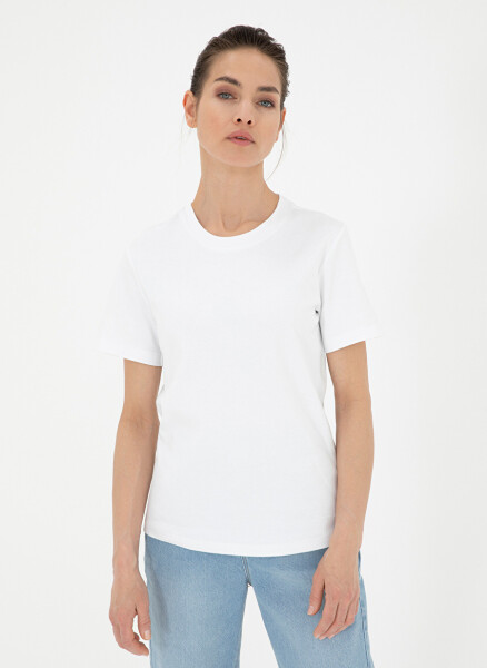 Pierre Cardin White Women's T-Shirt SIMO with a bisiklet neck - 3