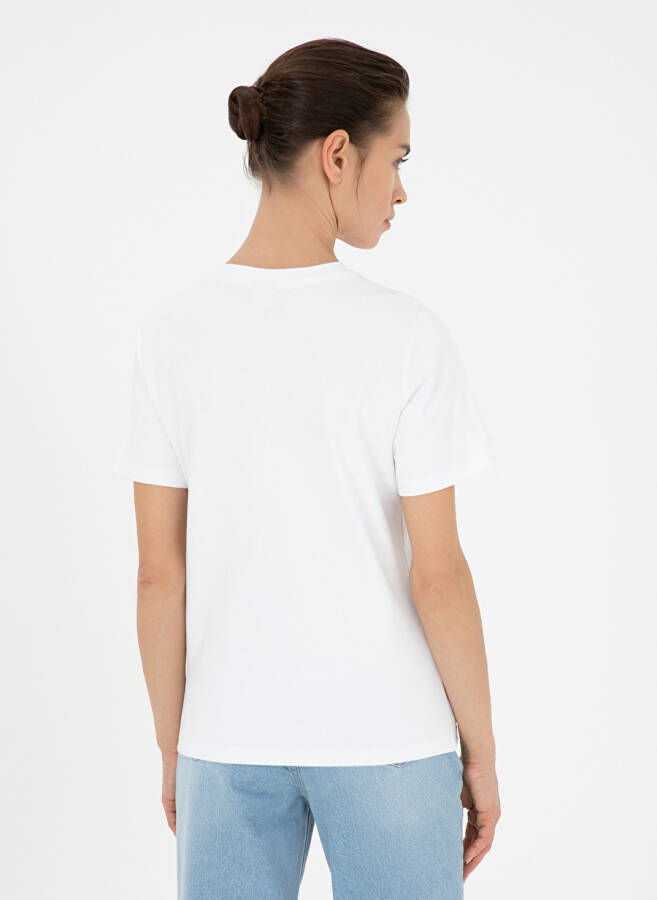 Pierre Cardin White Women's T-Shirt SIMO with a bisiklet neck - 5