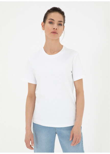 Pierre Cardin White Women's T-Shirt SIMO with a bisiklet neck - 9