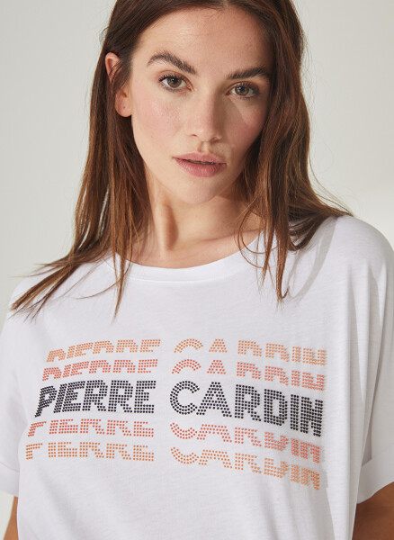 Pierre Cardin White Women's T-Shirt with a Polo Neck LAKOT - 5