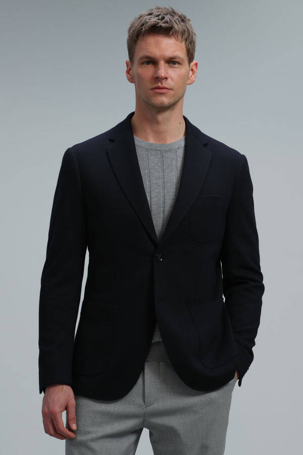 Pietro Sports Men's Blazer Jacket Slim Fit Navy Blue - 1