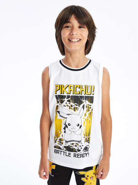 Pikachu Printed Boy's Athletic T-Shirt with Crew Neck - 1