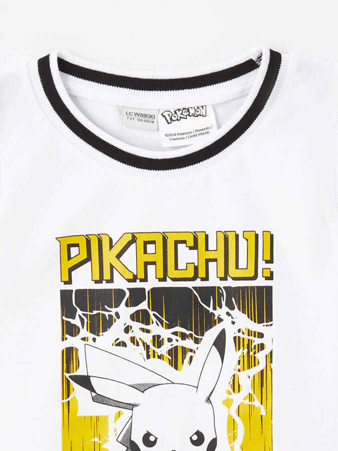 Pikachu Printed Boy's Athletic T-Shirt with Crew Neck - 6