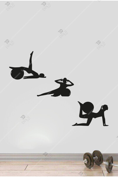 Pilates 3 qismli devor dekor to'plami yog'och stol - 1