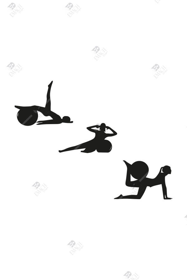 Pilates 3 qismli devor dekor to'plami yog'och stol - 2