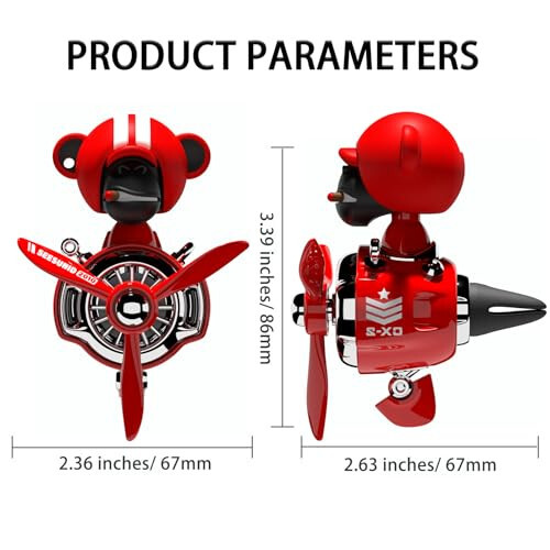 Pilot Avtomobil Havo Tozalagich, Yoqimli Orangutan Avtomobil Ventilyatsiya Klipi Havo Tozalagich Avtomobil Havo Chiqishi Fan Diffuzori, Avtomobil Ichki Qismlar Ventilyatsiya Dekori (Bosh Silkitgich Uslubi - Qizil) - 1
