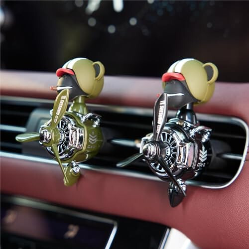 Pilot Car Air Freshener, Cute Orangutan Car Vent Clip Air Freshener Automotive Air Outlet Fan Diffuser, Car Interiors Vent Decoration (Shake Head Style - Green) - 7