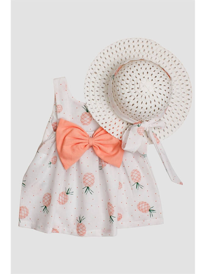 Pineapple Patterned Bow Hat Baby Girl Dress - 2