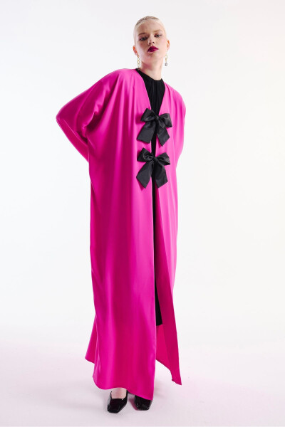 Pink Abaya with Bow Detail - 1