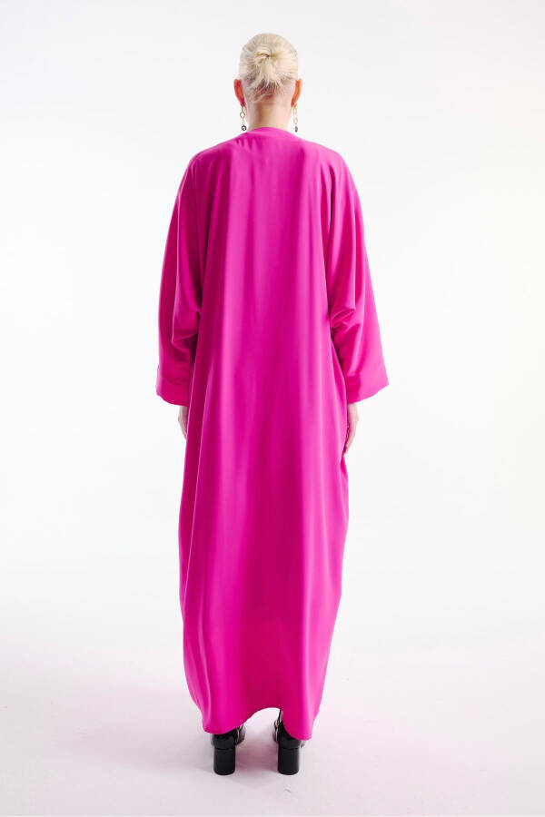 Pink Abaya with Bow Detail - 5