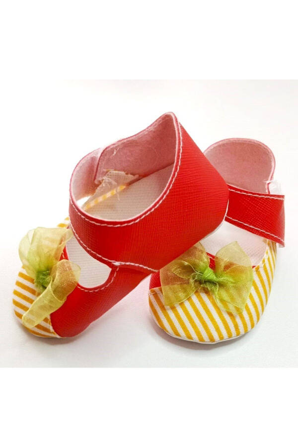 Pink Baby Girl Shoes with Green Bow - 1