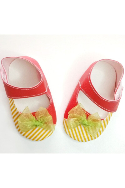 Pink Baby Girl Shoes with Green Bow - 4