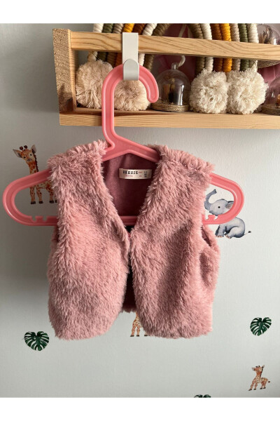 Pink baby wool vest - 1