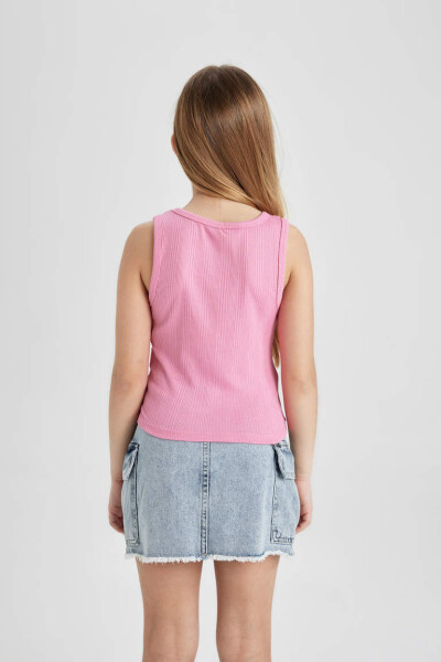 Pink Basic Tank Top with Bicycle Neck for Girls - 6