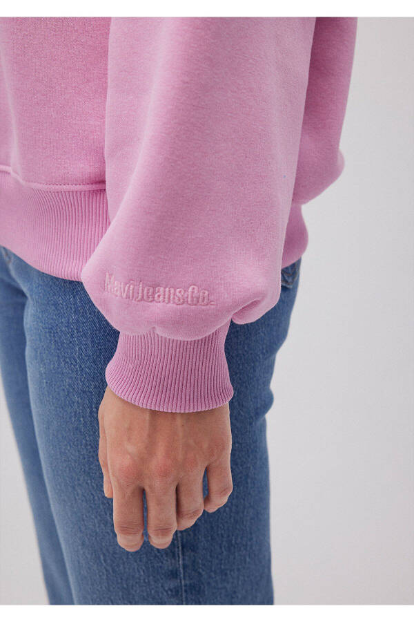 Pink Crew Neck Basic Sweatshirt 1610198-71117 - 5