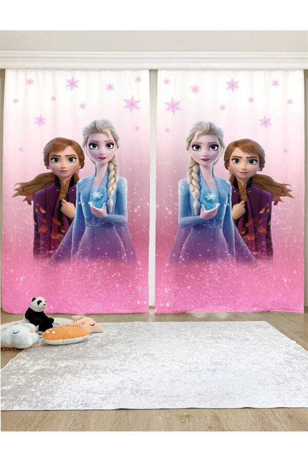 Pink Elsa Anna Patterned Children's & Baby Room Blackout Curtain (Single Panel Pricing) - 5