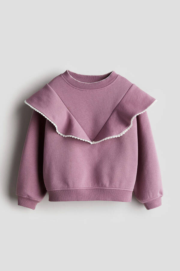 Pink frilled girls sweatshirt - 1