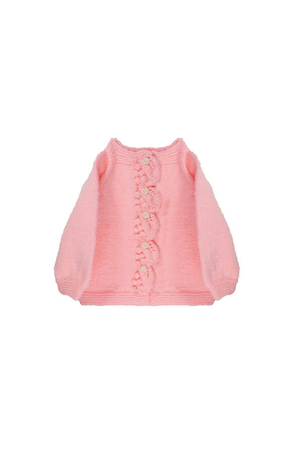 Pink Hand-Knit Baby Girl Cardigan - 1