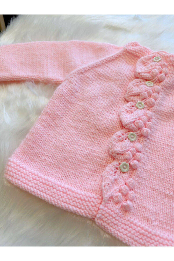 Pink Hand-Knit Baby Girl Cardigan - 2