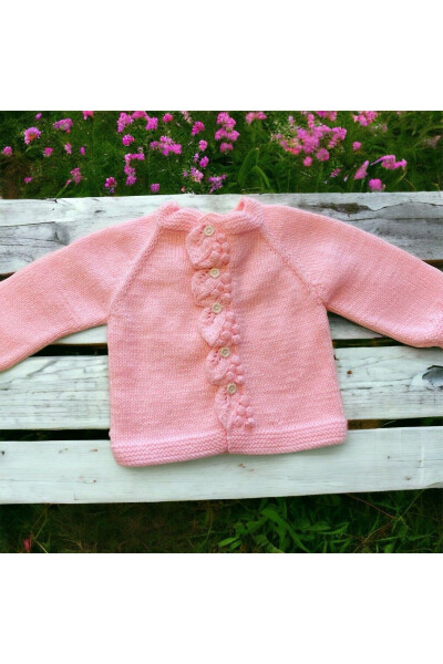 Pink Hand-Knit Baby Girl Cardigan - 3