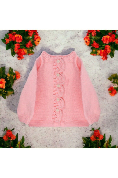 Pink Hand-Knit Baby Girl Cardigan - 4